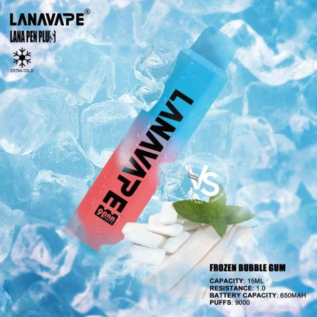 BandVape Lana Pen Plus 9K bubblegum flavored vape device with a sleek design, shown in the image against a dark background.