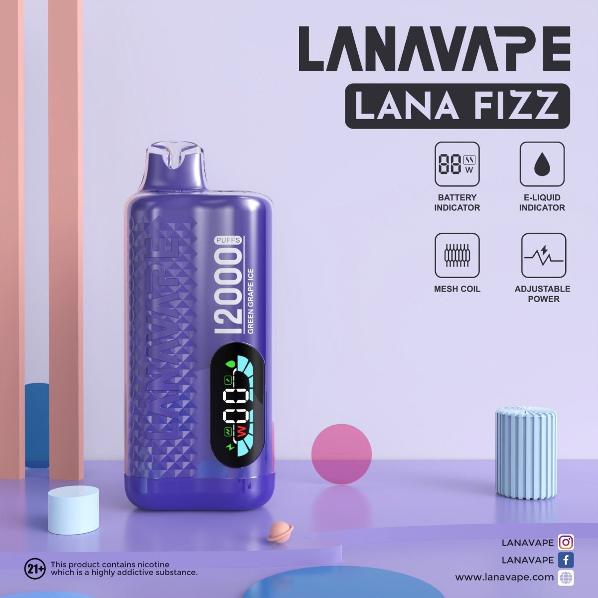 Lana Fizz 12K グレープ味 - BandVape