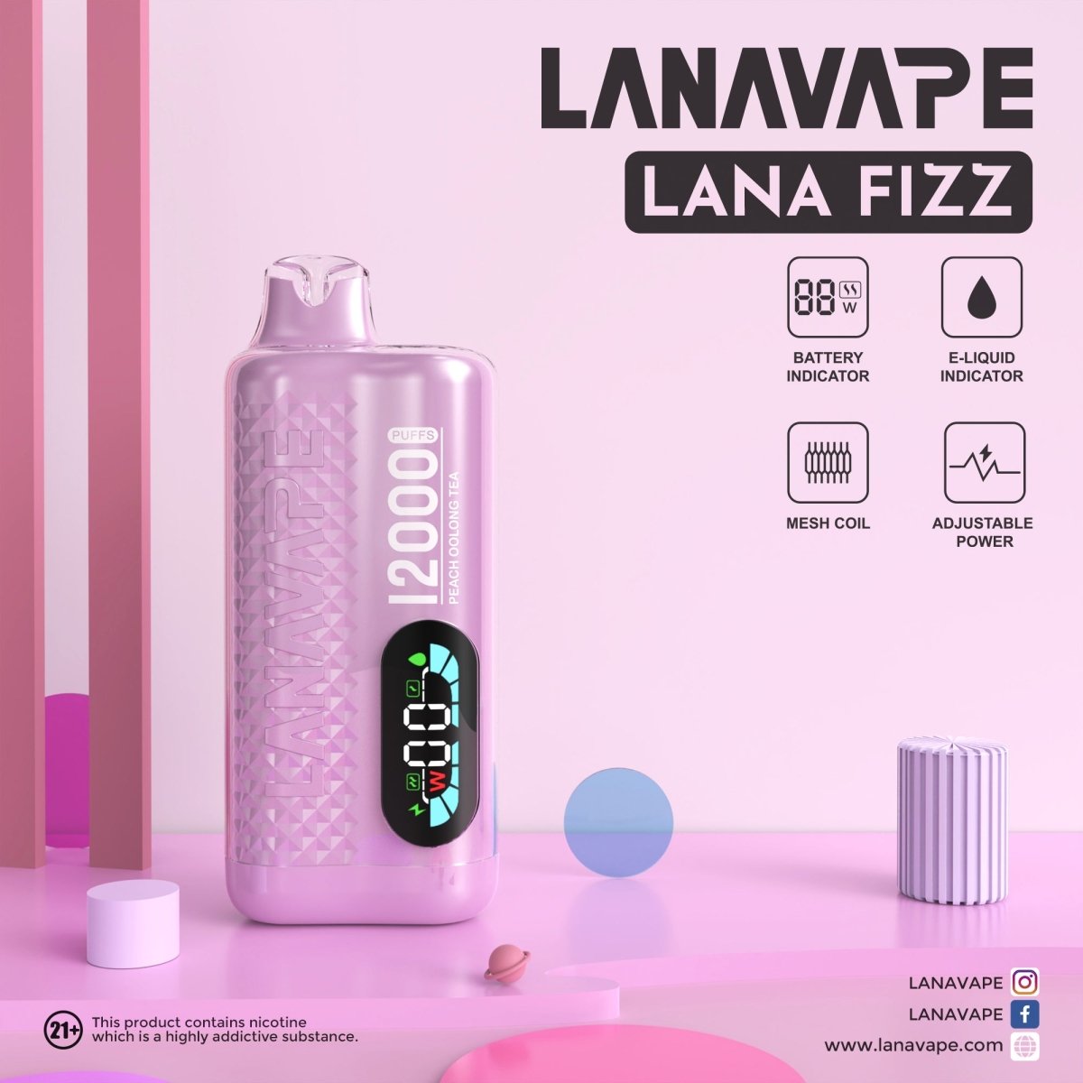Lana Fizz 12K ピーチウーロン味 - BandVape